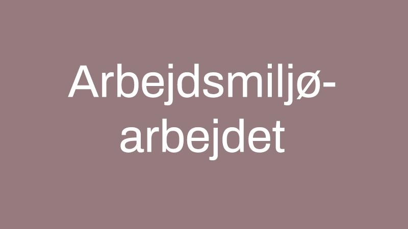 Emne: Arbejdsmiljøarbejdet