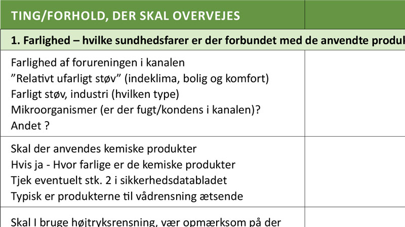 #6 Tjekliste til brug ved kemisk risikovurdering for ventilationsrens