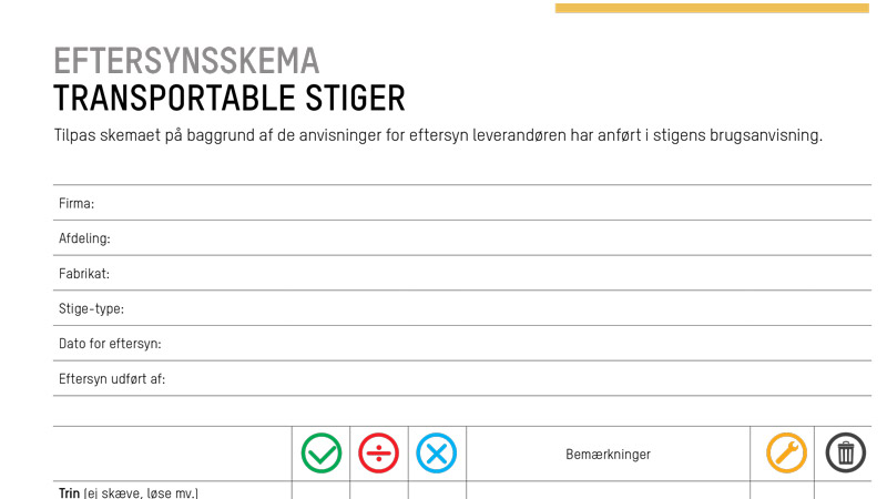 Eftersyn af transportable stiger